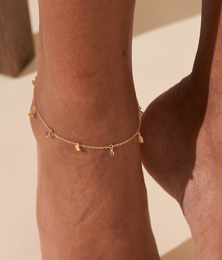 Nati Ankle Bracelet - White Zircons