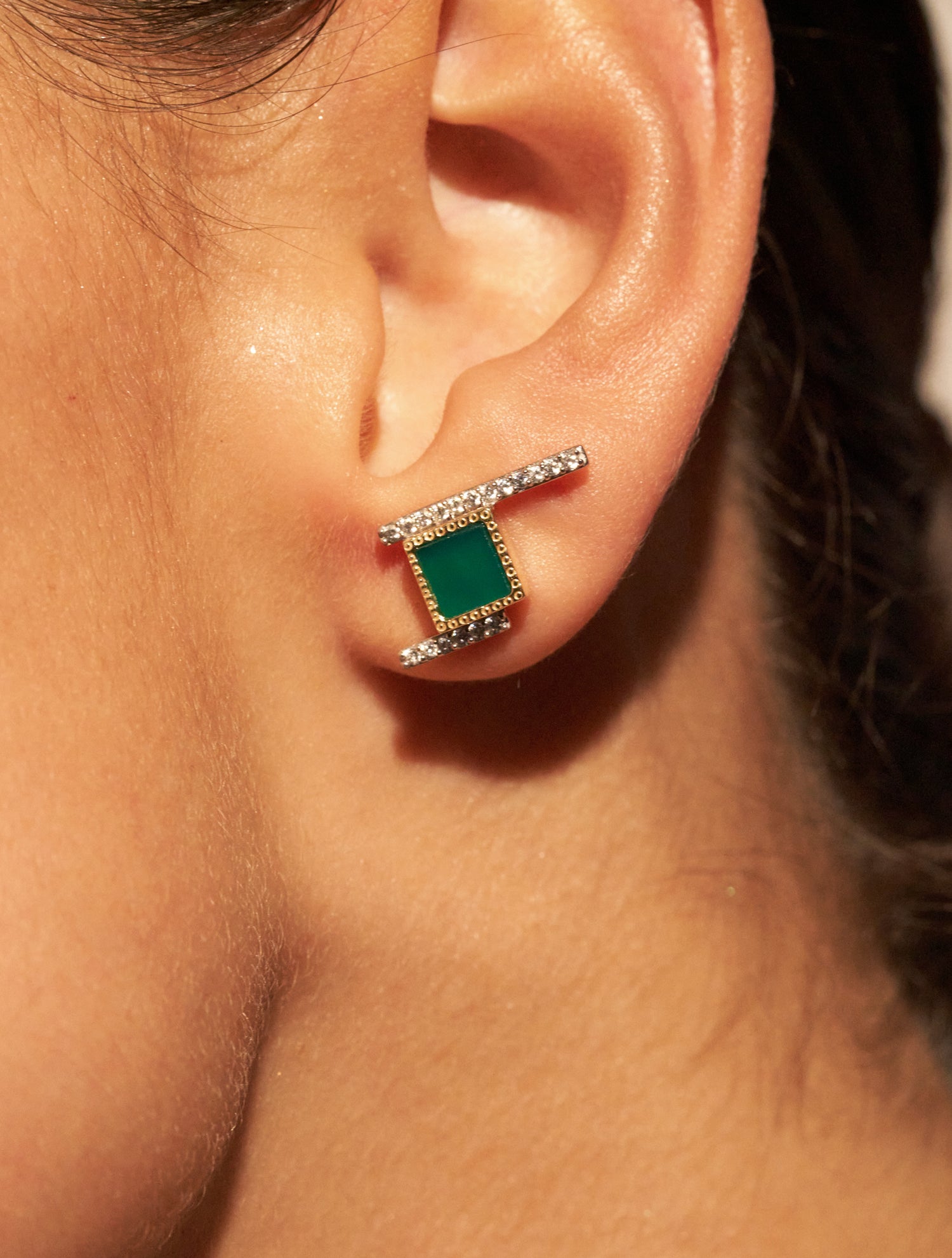 Boucles d'oreilles Kara - Onyx Vert