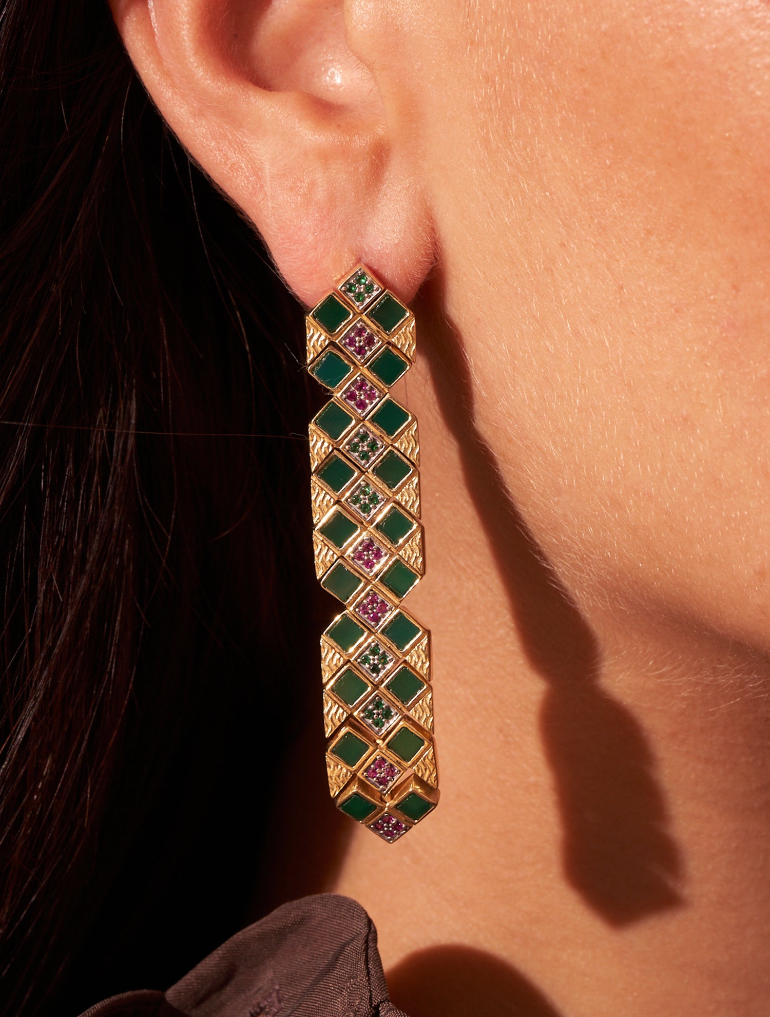 Boucles d'oreilles Idylle - Onyx vert