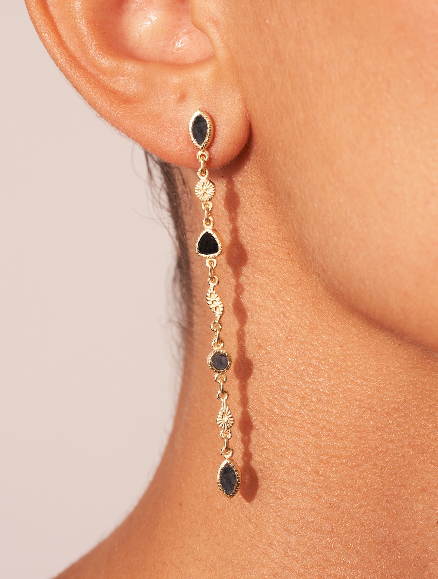 Boucles d'oreilles Macha - Onyx Texturé