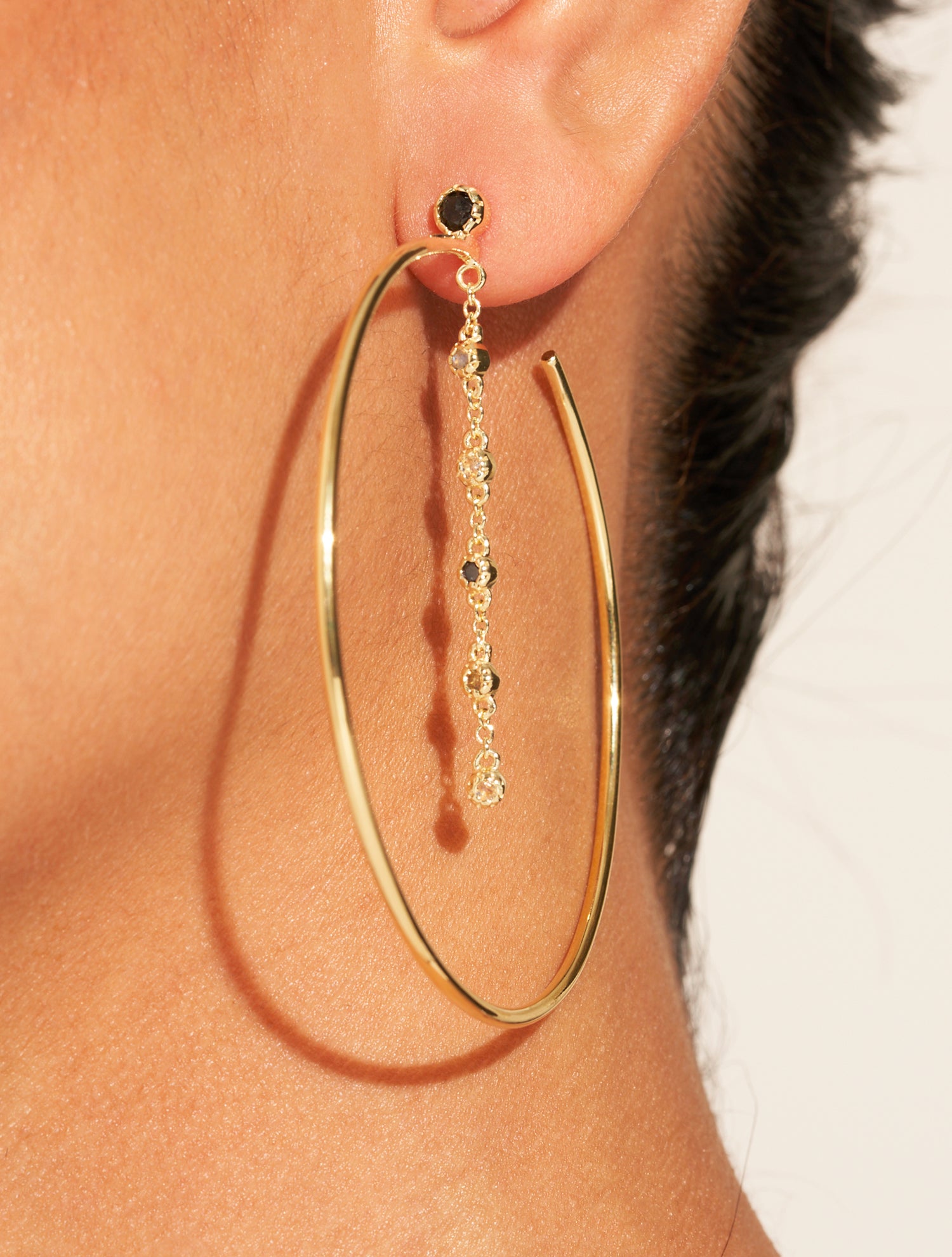 Créoles Mahdi - Onyx Texturé, Labradorite et Pierre de Lune