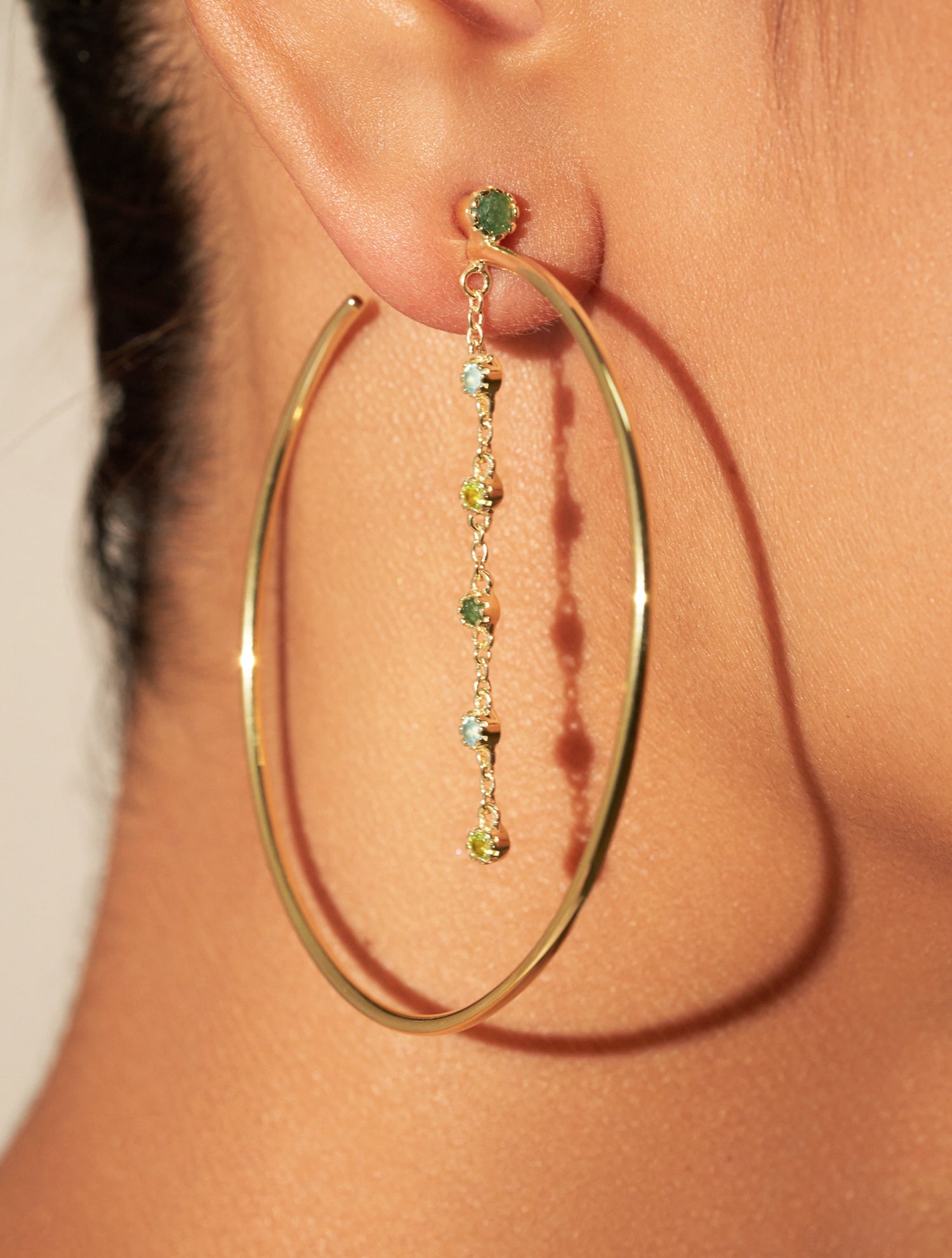 Créoles Mahdi - Aventurine, Calcédoine Bleue et Prehnite