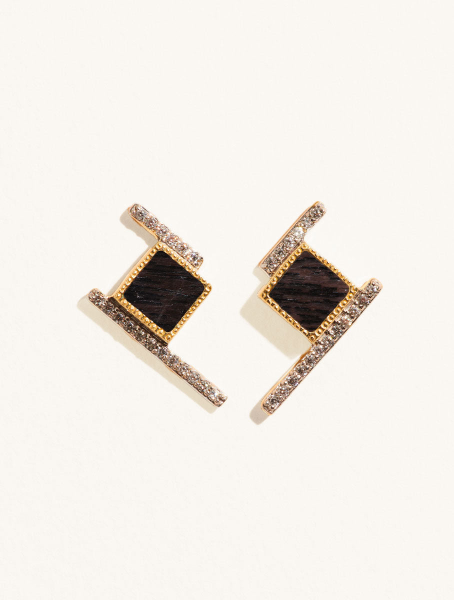 Boucles d'oreilles Kara - Onyx Texturé