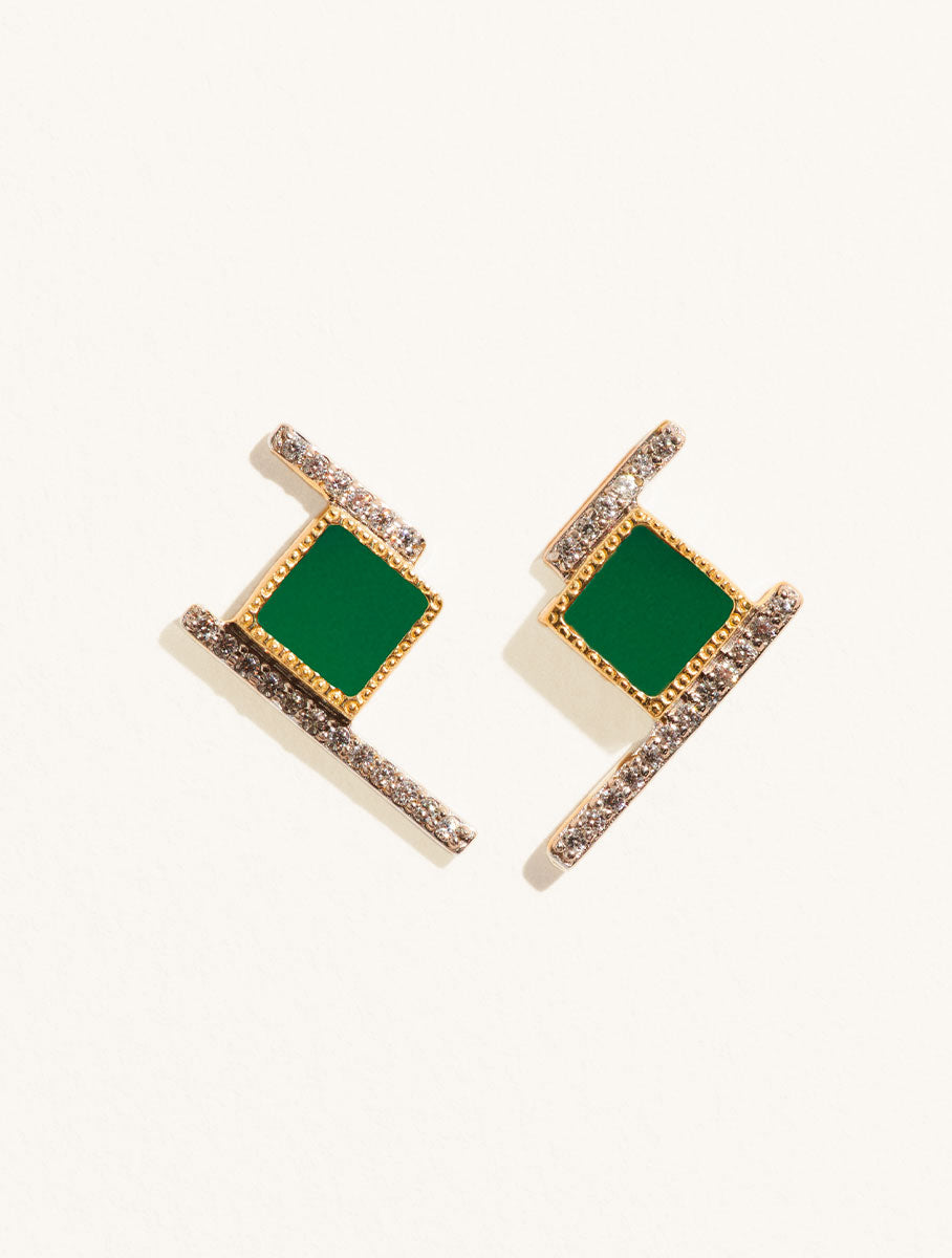 Boucles d'oreilles Kara - Onyx Vert