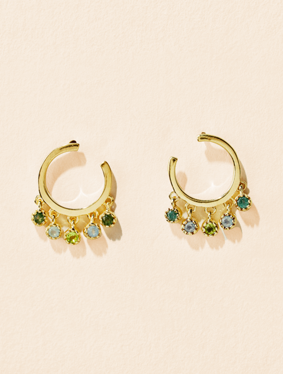 Boucles d'oreilles Mahdi - Aventurine, Calcédoine Bleue et Prehnite