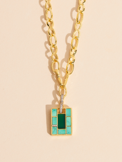 Necklace Mara - Green Onyx / Turquoise